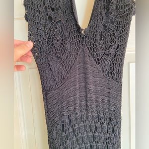 Sexy Black Crochet Halter Top Dress size medium